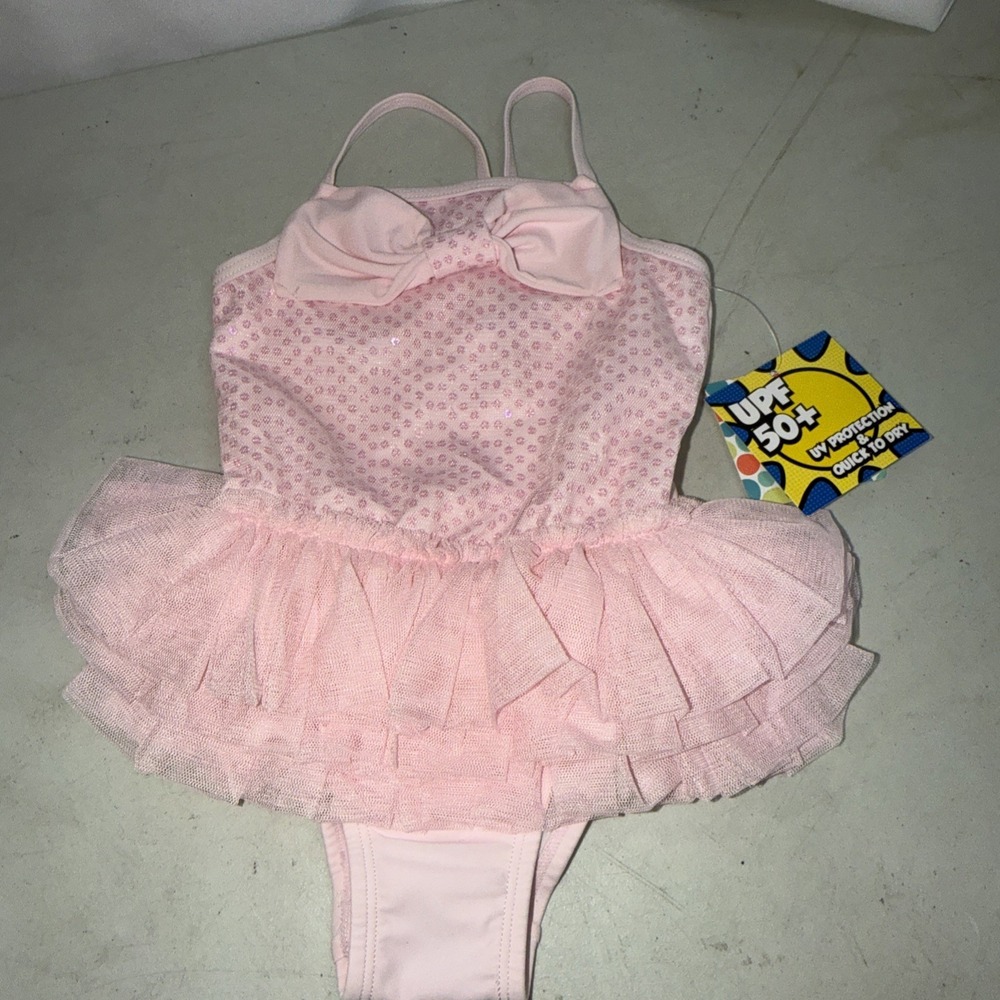 Little Me Pink 4T Girls Swimsuit New With Tags UPF 50+
